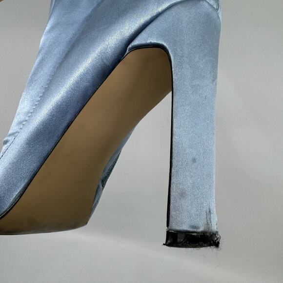 Ice-blue Satin Sock Boot Heel - Picture 7 of 9